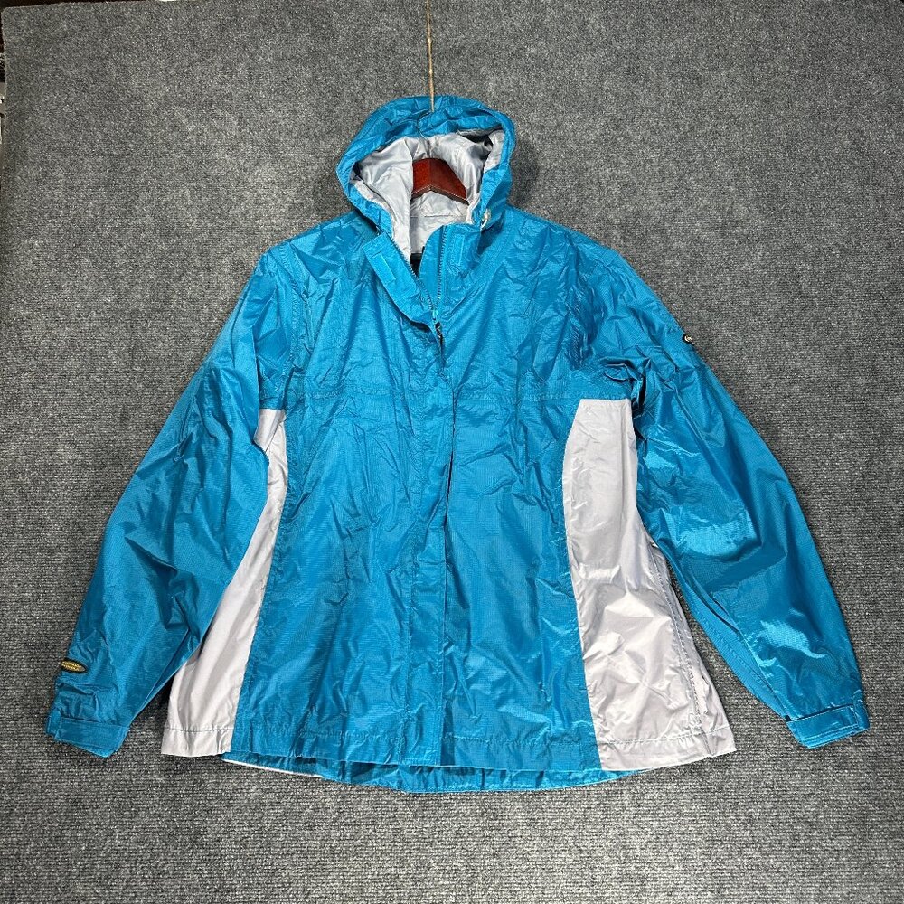 Stearns Dry Wear Jacket Womens XL Blue Nylon Zip Up Hooded Pockets Boating